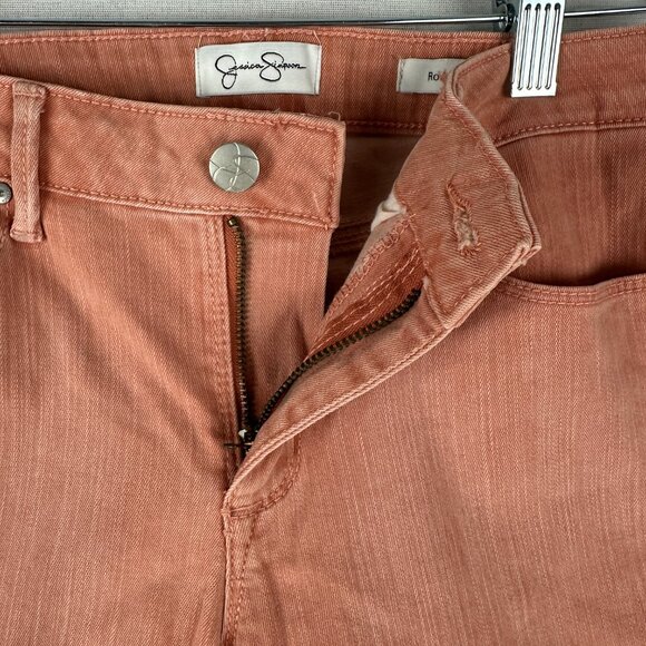 JESSICA SIMPSON WOMEN'S PINK ROLL CROP SKINNY MID RISE CASUAL STRETCH JEANS 4/27 - Picture 2 of 10